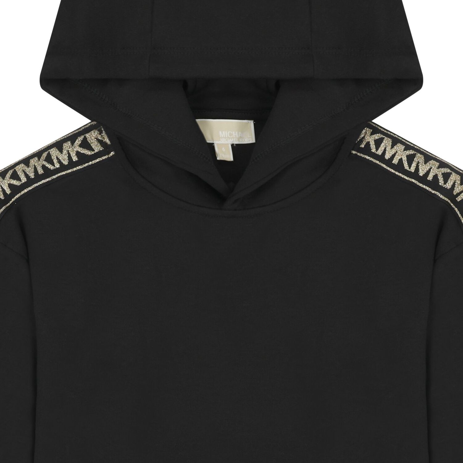 Girls Black Logo Hooded Top, 1, hi-res