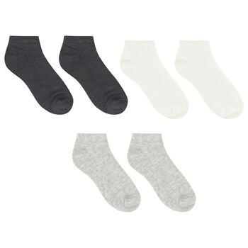 Boys Grey & White Socks (3 Pack) 