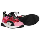 Girls Pink Faux Leather Trainers, 1, hi-res
