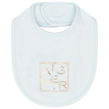 Baby Boys Blue & Gold Logo Bib