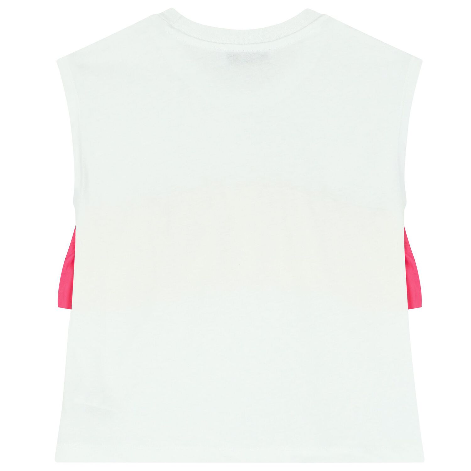 Girls White & Pink Ruffled Logo Top, 1, hi-res