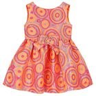 Girls Pink & Orange Circle Jacquard Dress, 4, hi-res