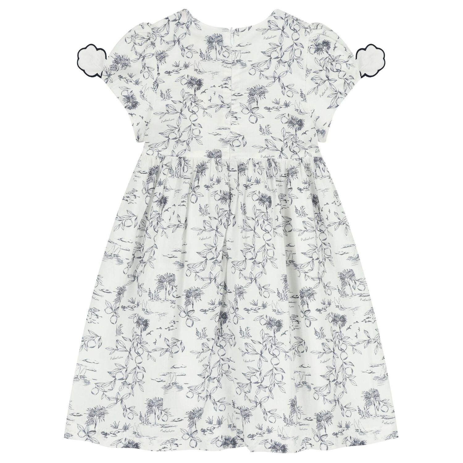 فستان بناتي أبيض وكحلي مكشكش, 1, hi-res