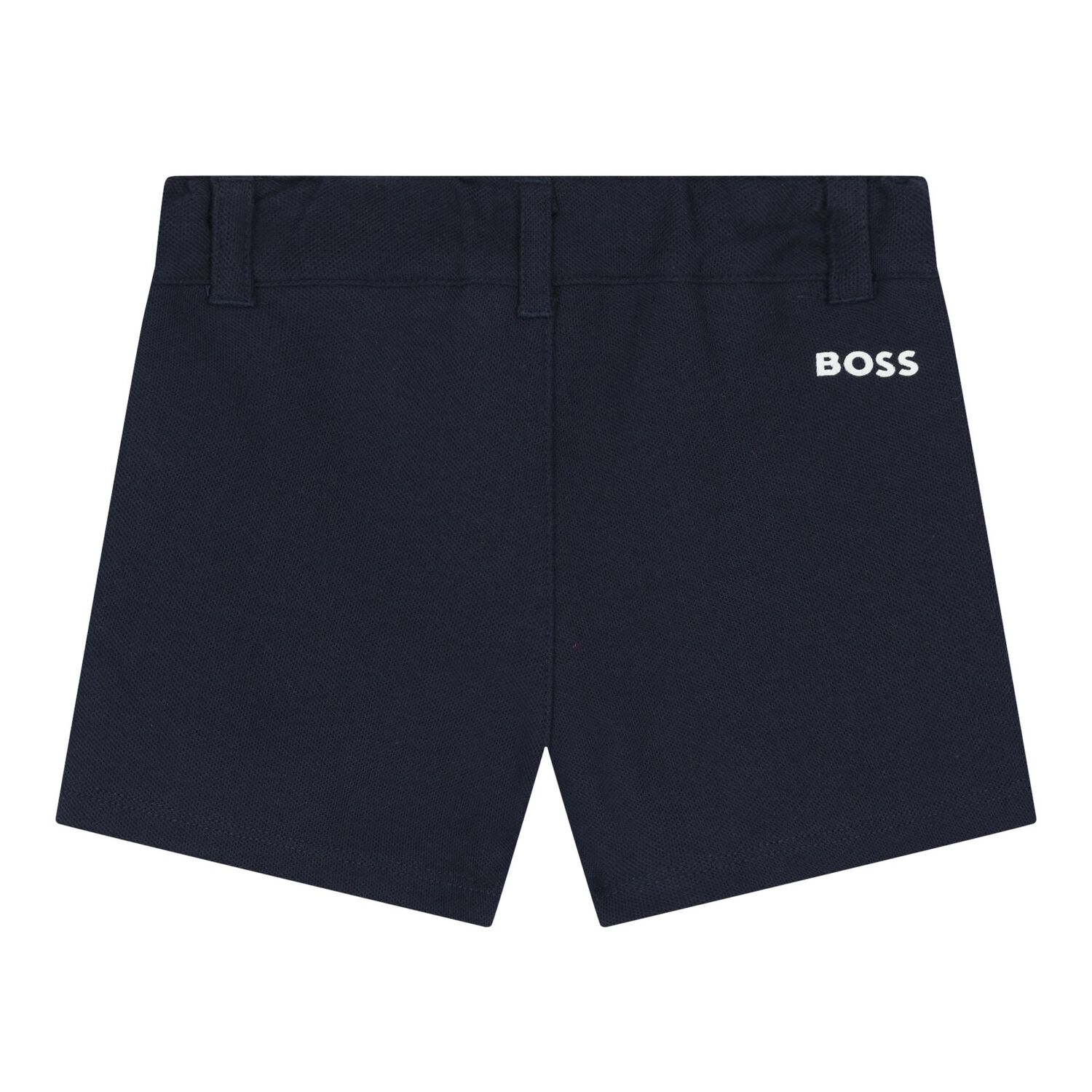 Baby Boys Blue & Navy Blue Logo Short Set, 2, hi-res