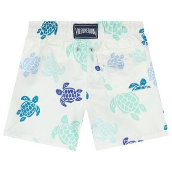 Boys White Turtle Swim Shorts