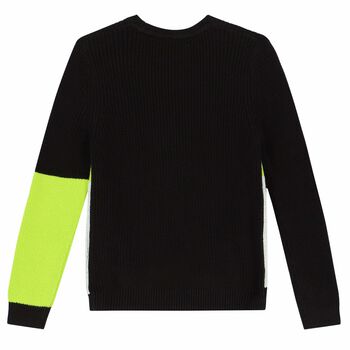 Boys Black, White & Green Knitted Top