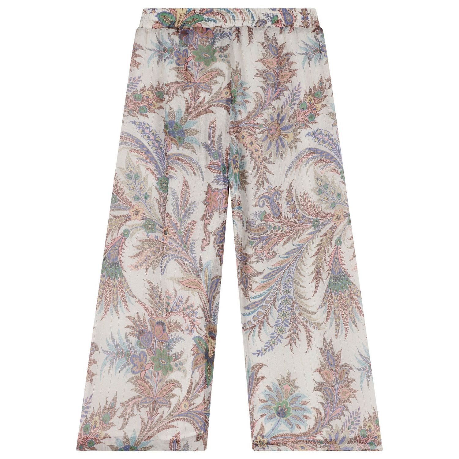 Girls Beige Paisley Trousers, 1, hi-res