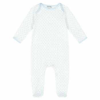 Baby Boys White & Blue Polka Dot Babygrow