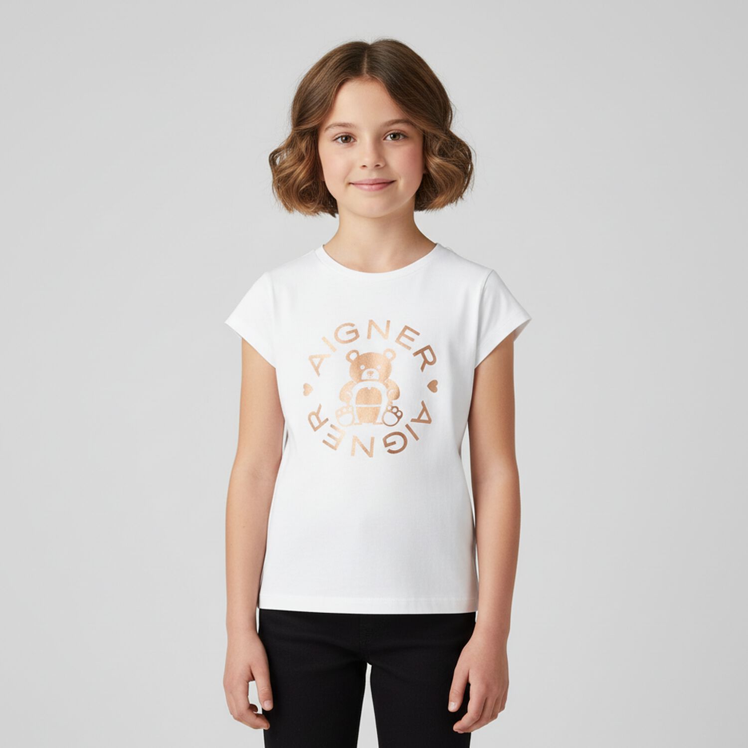 Girls White Bear Logo T-Shirt, 1, hi-res image number null