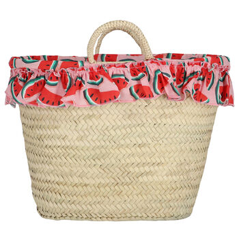 Girls Beige Straw Bag