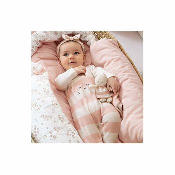 Girls Ivory & Pink Babygrows & Headband (2 Pack)
