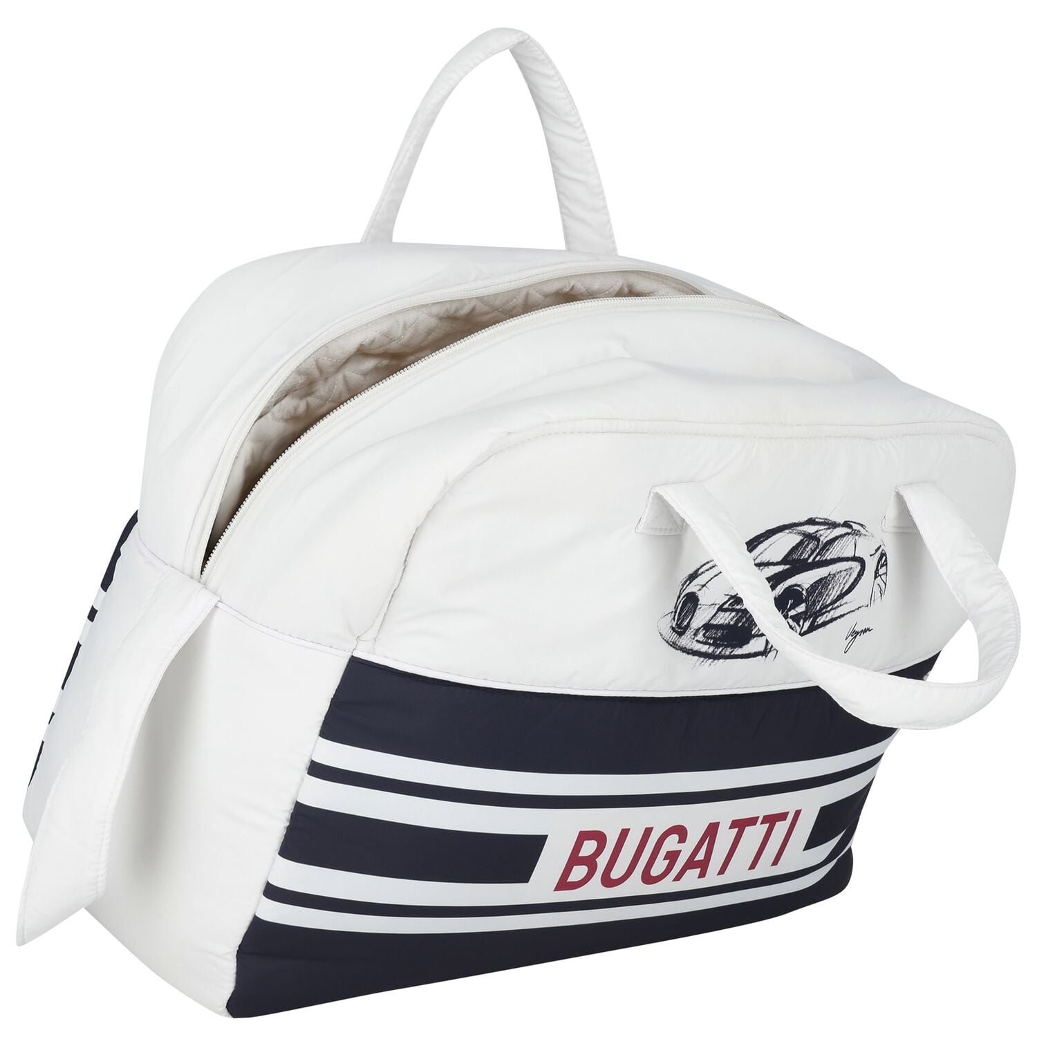 Baby Boys White & Navy Blue Logo Changing Bag ( 42cm ), 1, hi-res