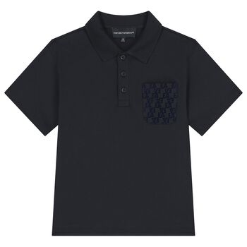 Boys Black Logo Polo Shirt