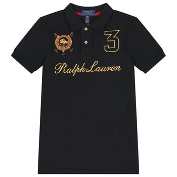 Boys Black Logo Polo Shirt
