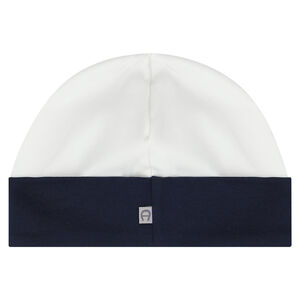 Baby Boys White & Navy Logo Hat