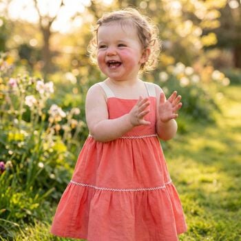Younger Girls Coral Bow Dress