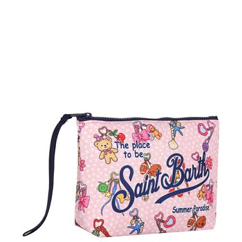Girls White & Pink Aline Logo Pouch ( 15cm )