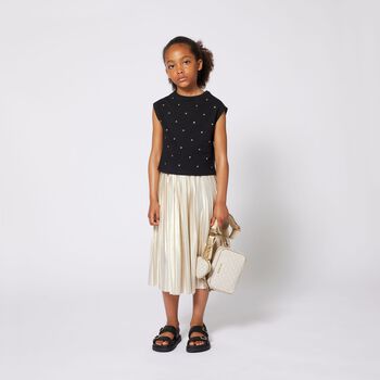 Girls Ivory & Gold Logo Shoulder Bag