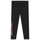 Girls Black Logo Leggings, 1, hi-res