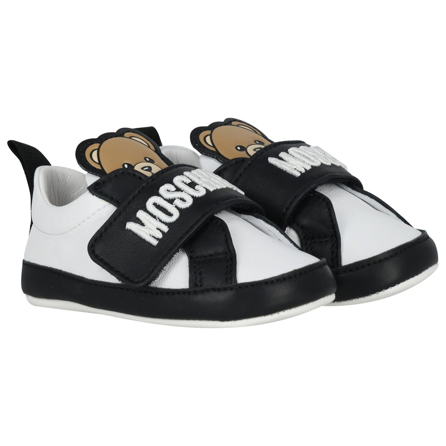 Baby Boys Black & White Teddy Bear Pre Walker Shoes, 1, hi-res