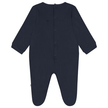 Baby Boys Navy Blue Logo Babygrow