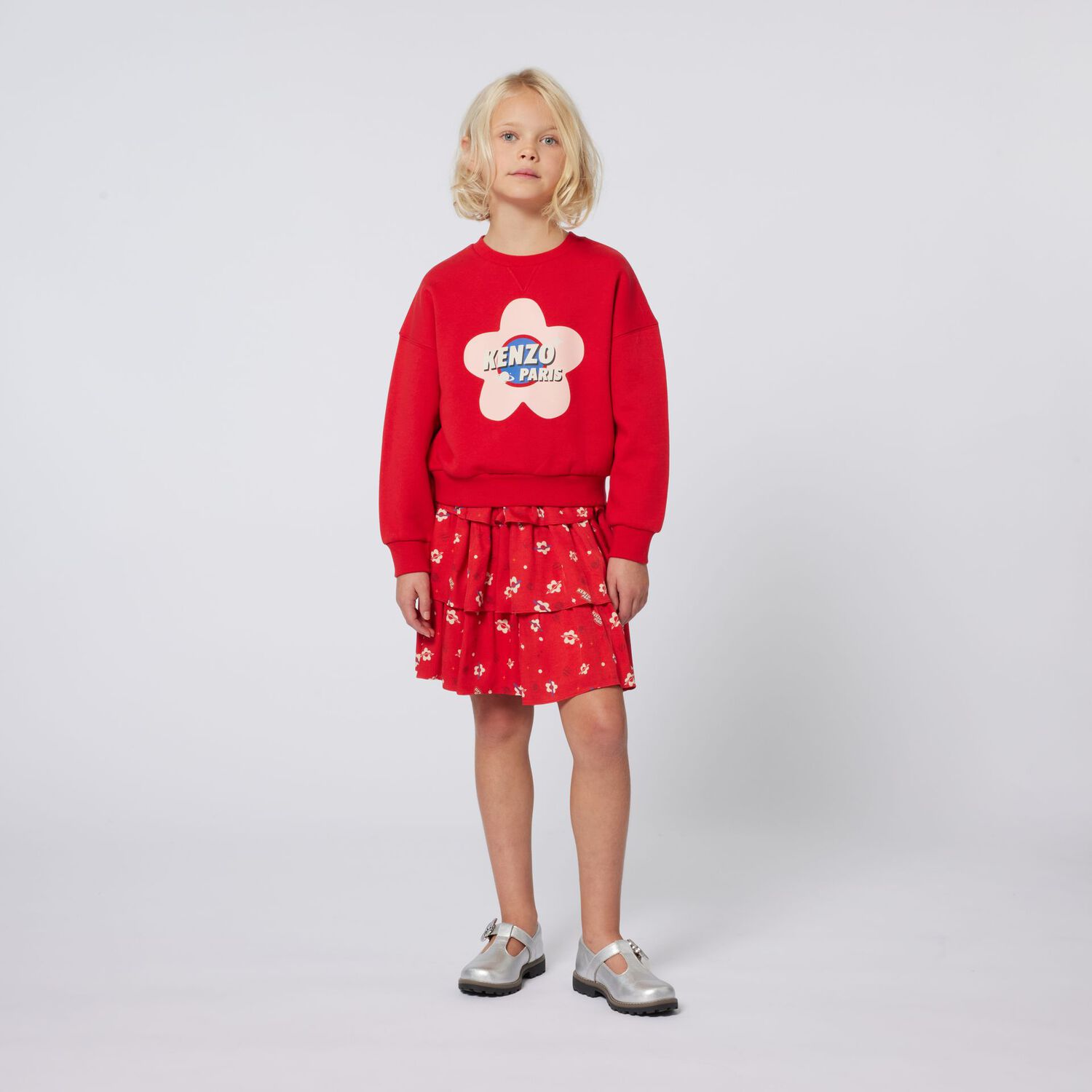 Girls Red Planet Boke Tiered Skirt, 1, hi-res