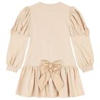 Girls Gold Logo Bow Dress, 1, hi-res