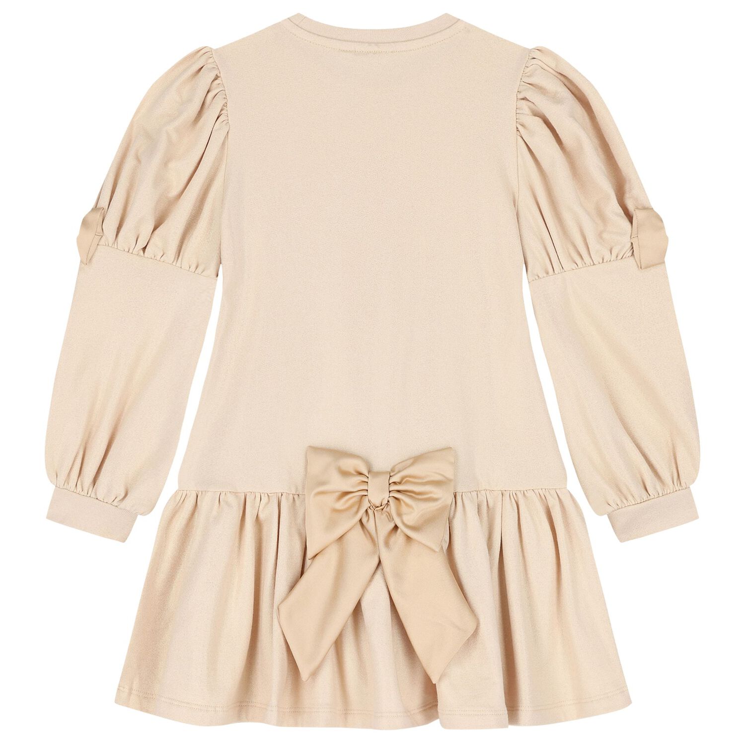 Girls Gold Logo Bow Dress, 1, hi-res image number null