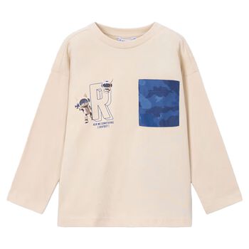 Boys Ivory Robot Long Sleeve Top