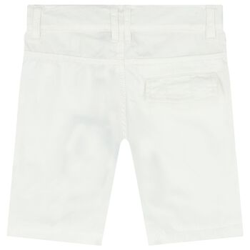 Younger Boys White Logo Shorts