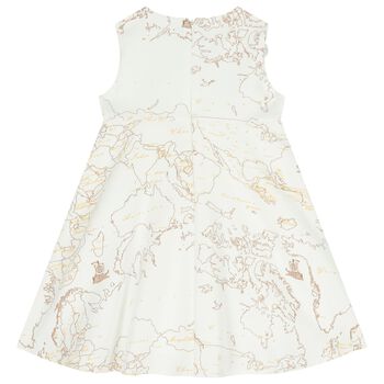 Girls Ivory Flower Geo Map Dress