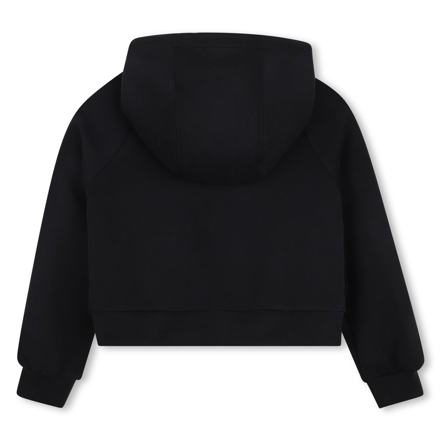 Girls Black Logo Hooded Zip Up Top, 1, hi-res