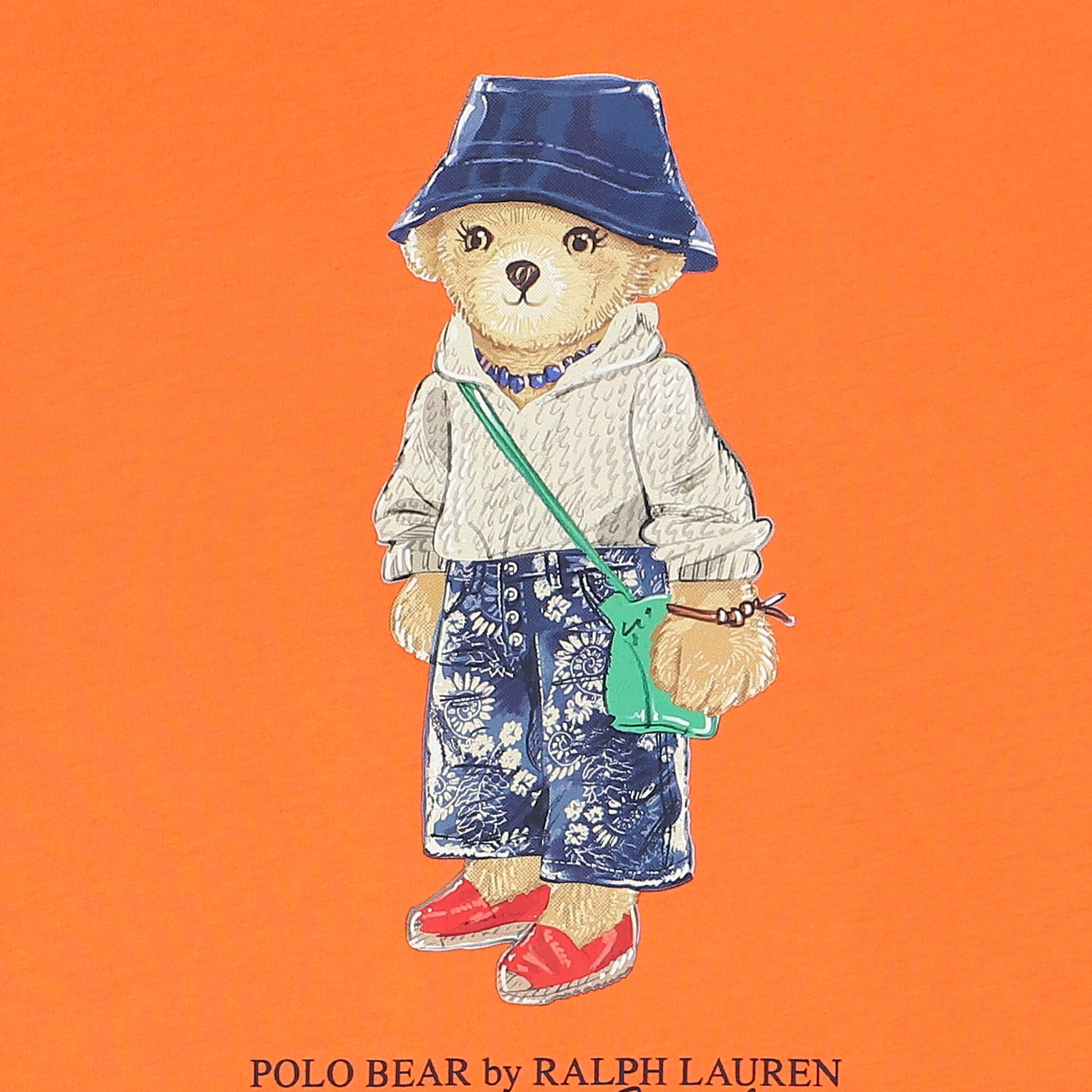 Ralph Lauren Girls Orange Polo Bear T Shirt Junior Couture