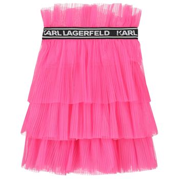 Girls Pink Logo Pleated Tutu Skirt
