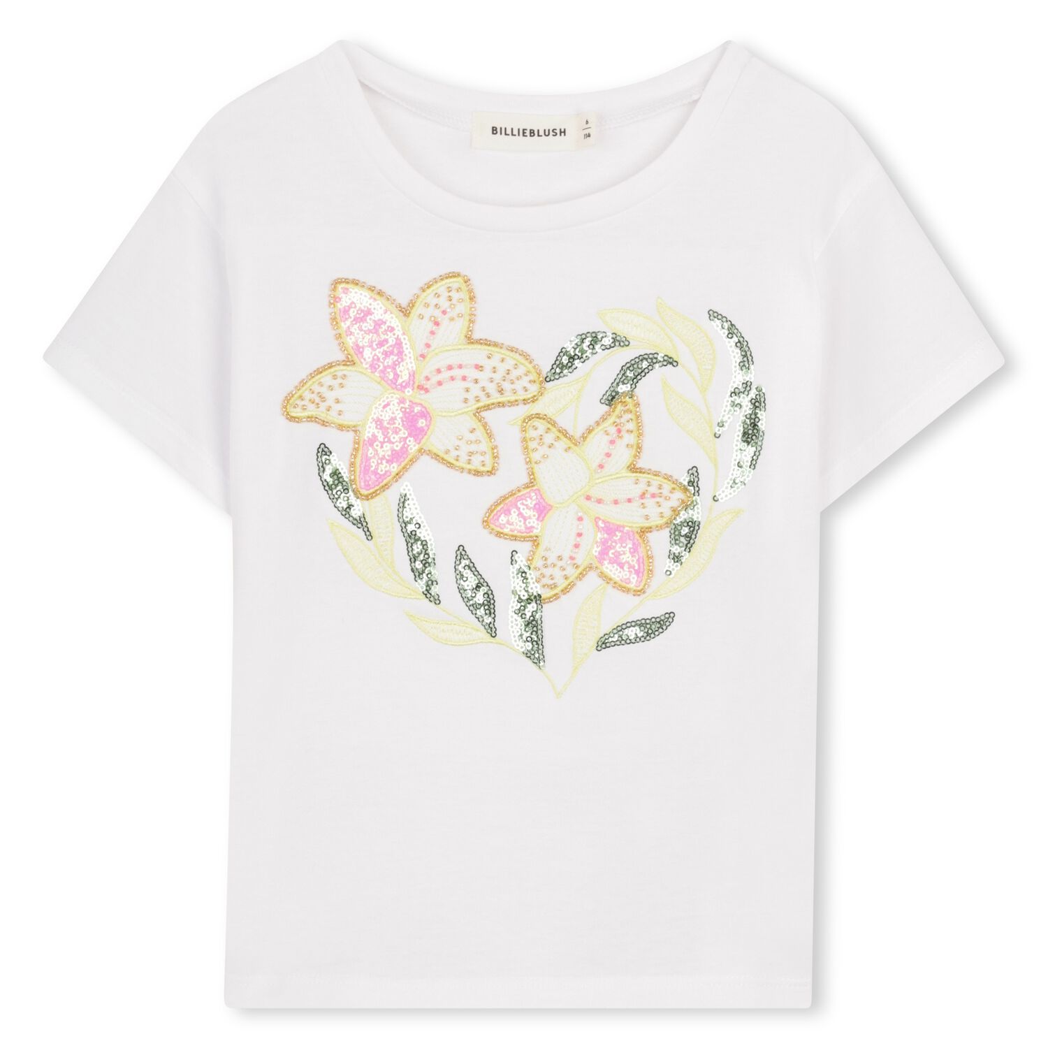 Girls White Floral T-Shirt, 1, hi-res