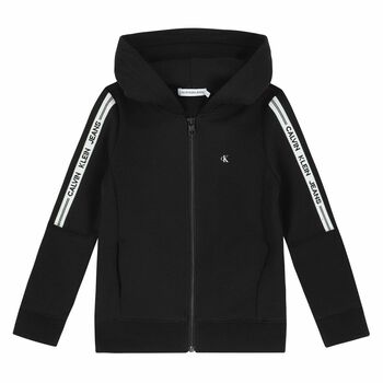 Boys Black Logo Zip Up Top