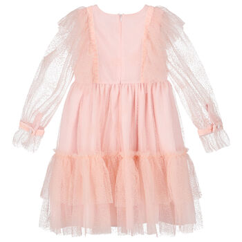 Girls Pink Dot Tulle Dress