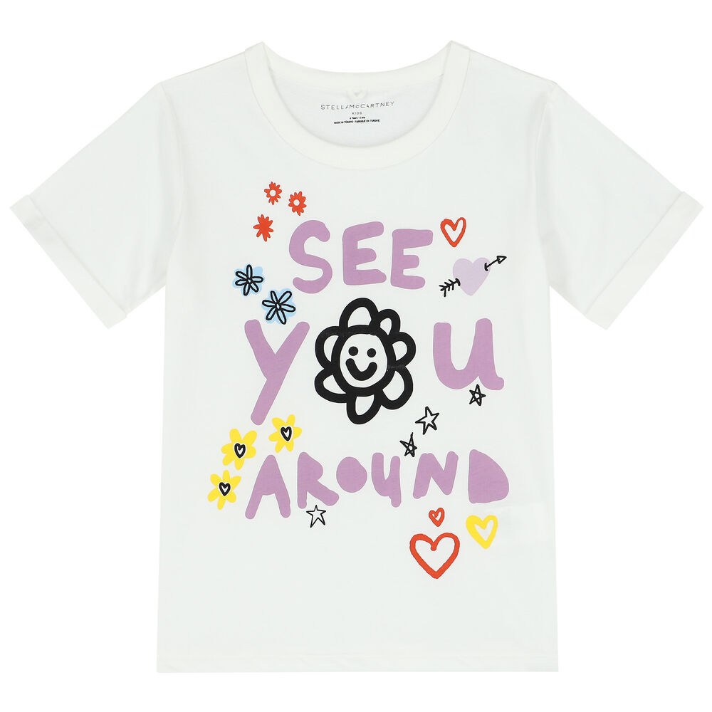 at donere Encyclopedia Skabelse Stella McCartney Girls White Slogan T-Shirt | Junior Couture Australia