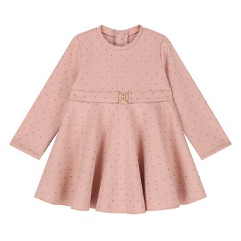 Younger Girls Pink & Gold Polka Dot Neoprene Dress