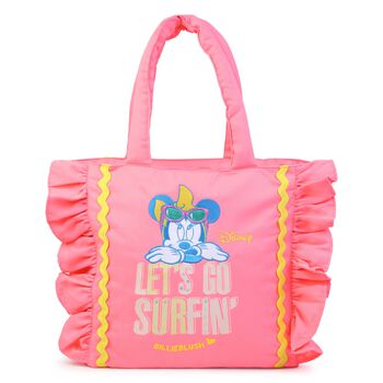 Girls Pink Ruffled Minnie Mouse Beach Bag
