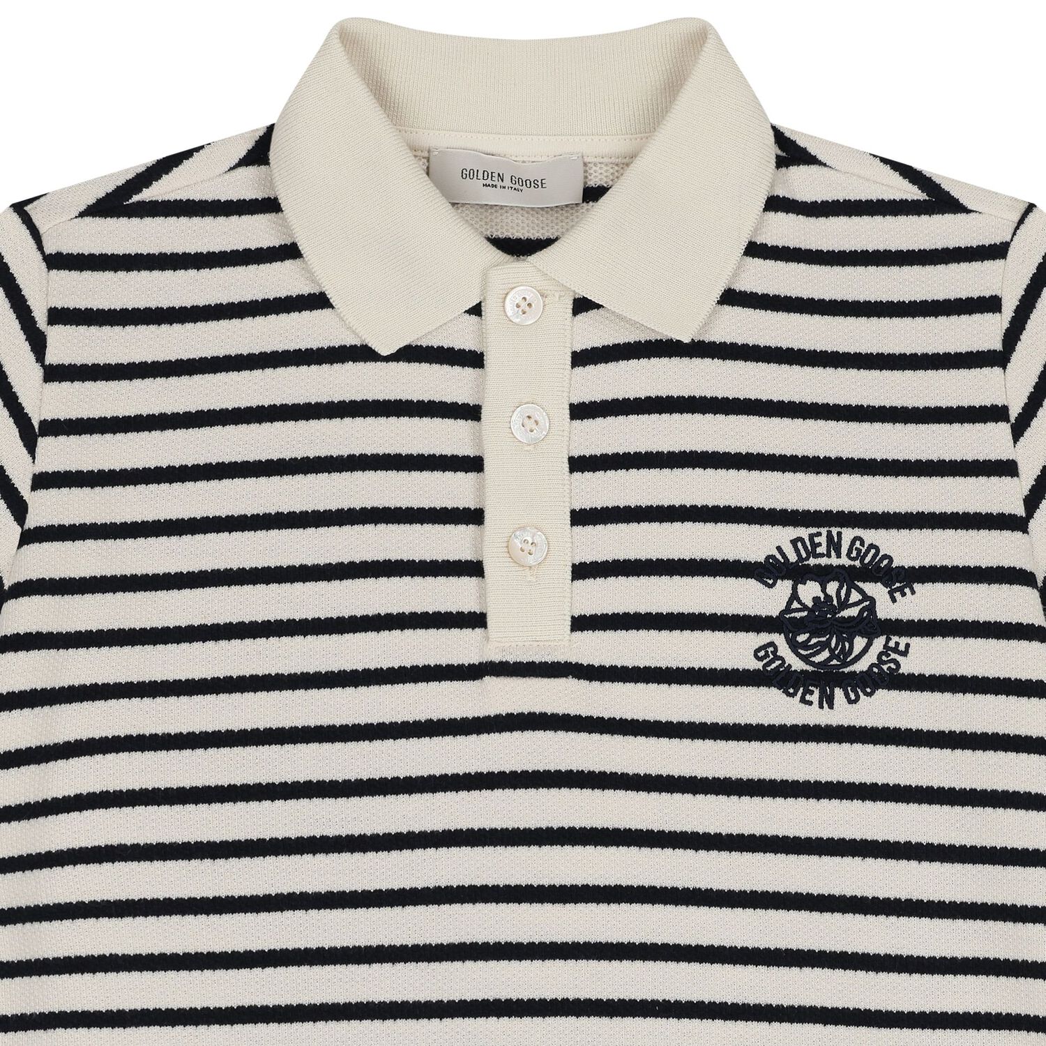 Boys Ivory & Black Logo Polo Shirt, 1, hi-res