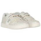 Girls Ivory Faux Leather Trainers, 1, hi-res