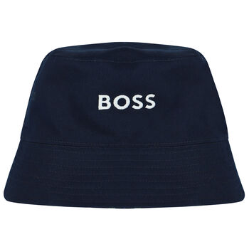Boys Navy Blue Logo Reversible Hat