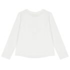 Girls White Logo Long Sleeve Top, 1, hi-res