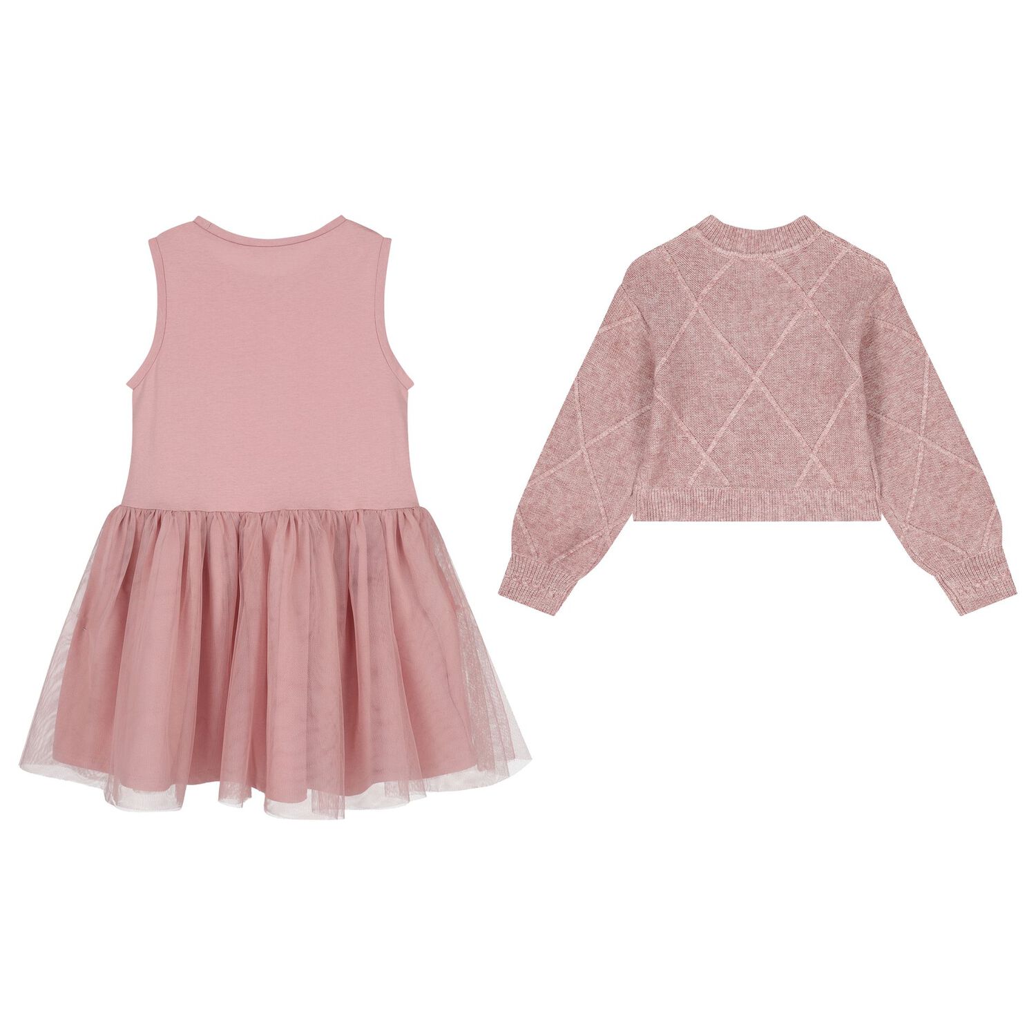 Girls Pink Tulle Dress Set, 2, hi-res