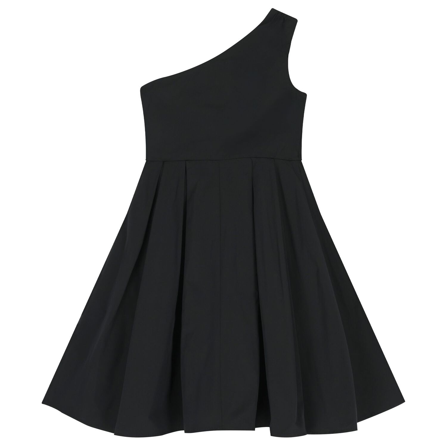 Girls Black One Shoulder Dress, 3, hi-res