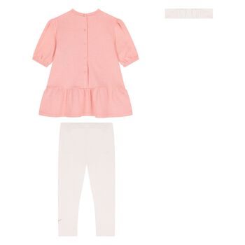 Younger Girls Pink & White Logo Leggings Set