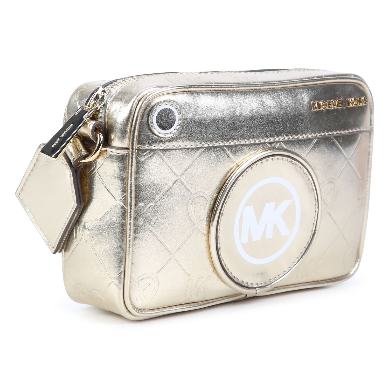 حقيبة بنات كتف بالشعار باللون الذهبي, 1, hi-res