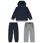 Boys Navy Blue & Grey Tracksuit ( 3 Piece ), 2, hi-res