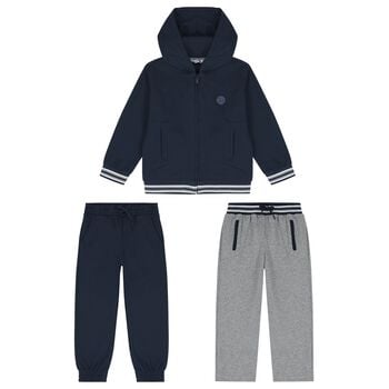 Boys Navy Blue & Grey Tracksuit ( 3 Piece )